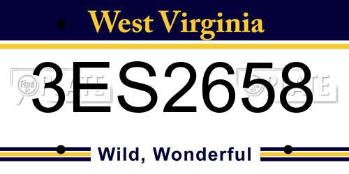 3ES2658 West Virginia License Plate