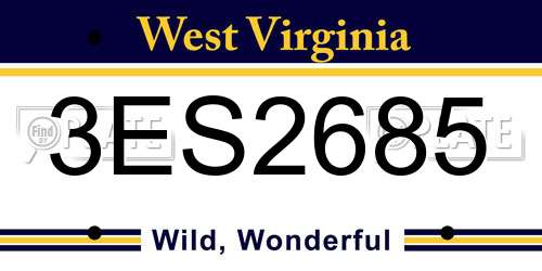 3ES2685 West Virginia License Plate