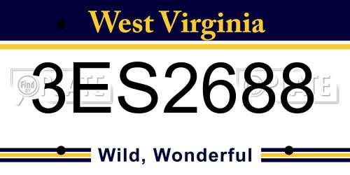 3ES2688 West Virginia License Plate