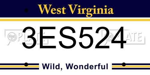 3ES524 West Virginia License Plate
