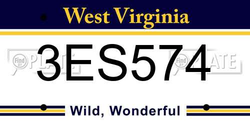 3ES574 West Virginia License Plate