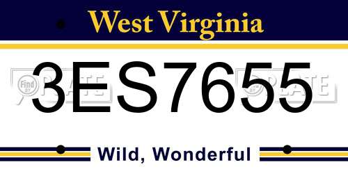 3ES7655 West Virginia License Plate