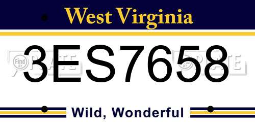 3ES7658 West Virginia License Plate