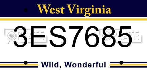 3ES7685 West Virginia License Plate