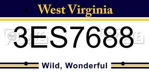 3ES7688 West Virginia License Plate