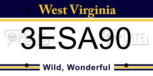3ESA90 West Virginia License Plate