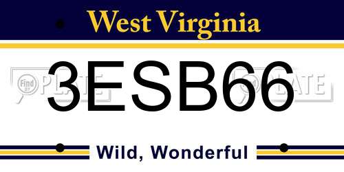 3ESB66 West Virginia License Plate