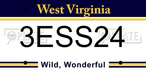 3ESS24 West Virginia License Plate