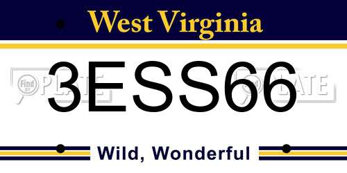 3ESS66 West Virginia License Plate