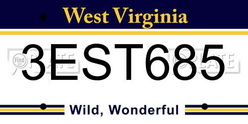 3EST685 West Virginia License Plate