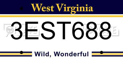 3EST688 West Virginia License Plate
