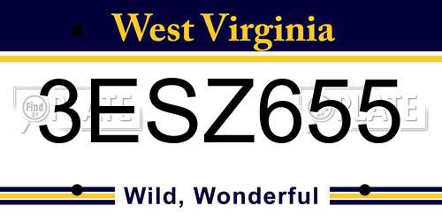 3ESZ655 West Virginia License Plate