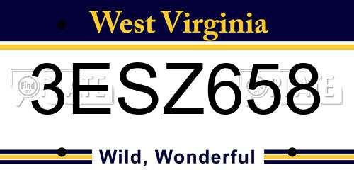 3ESZ658 West Virginia License Plate