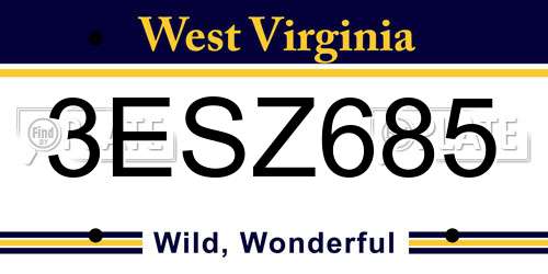 3ESZ685 West Virginia License Plate