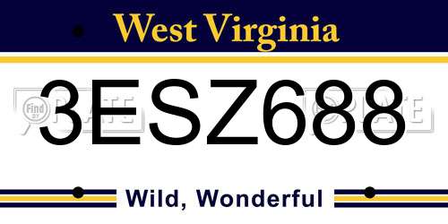 3ESZ688 West Virginia License Plate