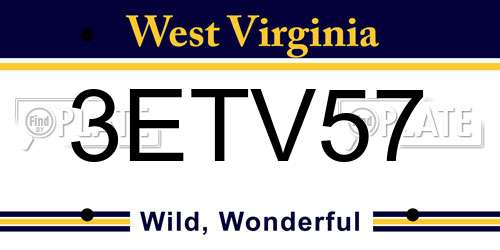 3ETV57 West Virginia License Plate