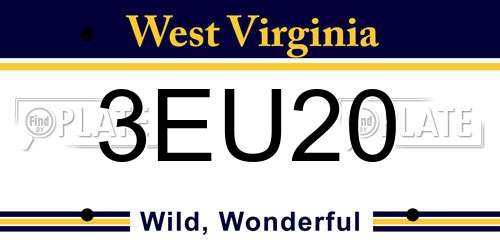 3EU20 West Virginia License Plate