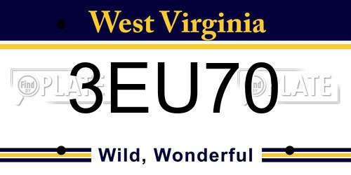 3EU70 West Virginia License Plate