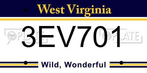 3EV701 West Virginia License Plate