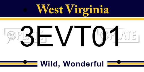 3EVT01 West Virginia License Plate