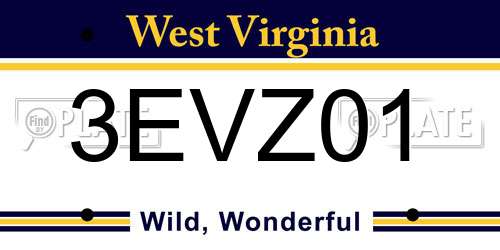 3EVZ01 West Virginia License Plate