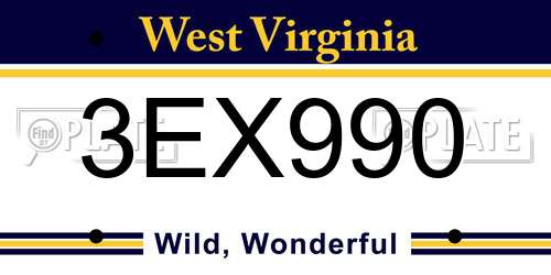 3EX990 West Virginia License Plate