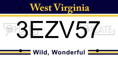 3EZV57 West Virginia License Plate