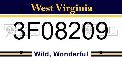 3F08209 West Virginia License Plate