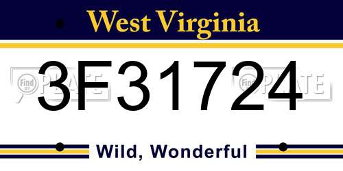 3F31724 West Virginia License Plate