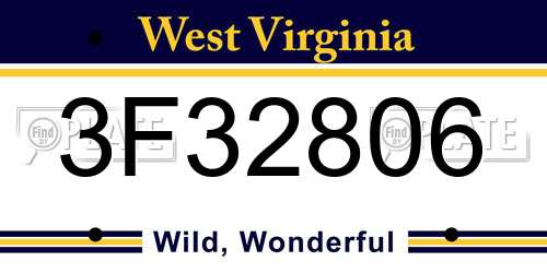 3F32806 West Virginia License Plate