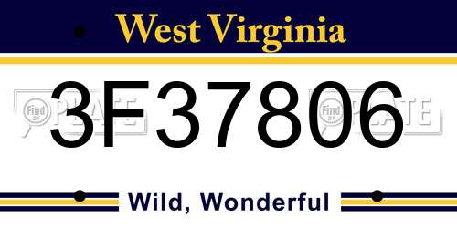 3F37806 West Virginia License Plate