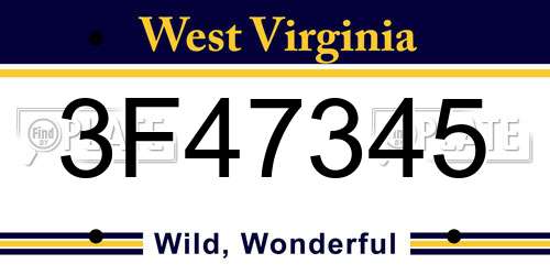 3F47345 West Virginia License Plate