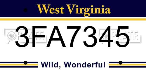 3FA7345 West Virginia License Plate