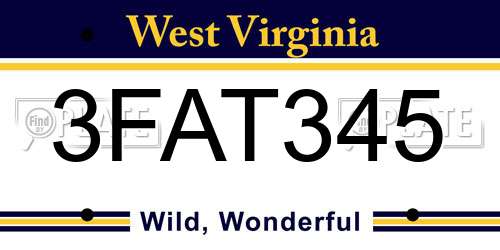 3FAT345 West Virginia License Plate