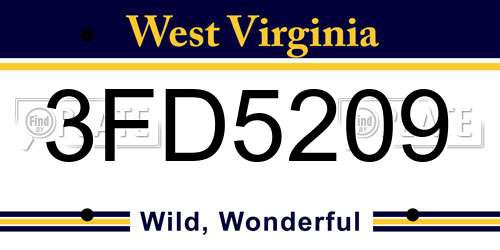 3FD5209 West Virginia License Plate
