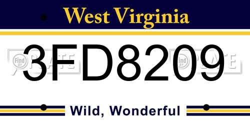 3FD8209 West Virginia License Plate