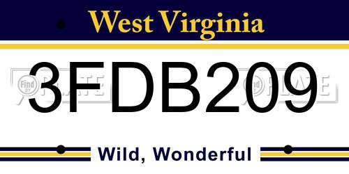 3FDB209 West Virginia License Plate