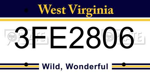 3FE2806 West Virginia License Plate