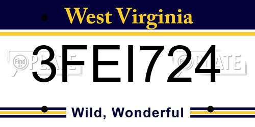 3FEI724 West Virginia License Plate