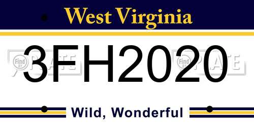 3FH2020 West Virginia License Plate