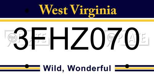3FHZ070 West Virginia License Plate
