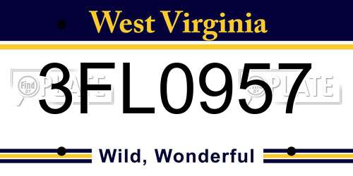 3FL0957 West Virginia License Plate
