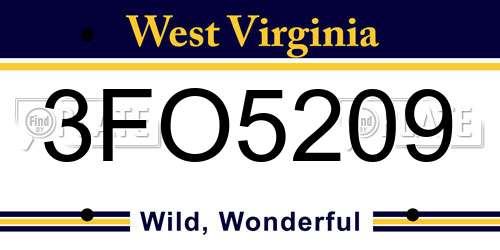 3FO5209 West Virginia License Plate