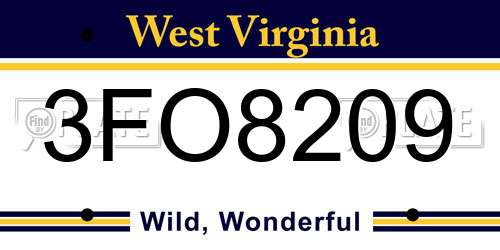 3FO8209 West Virginia License Plate