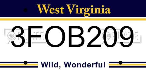 3FOB209 West Virginia License Plate