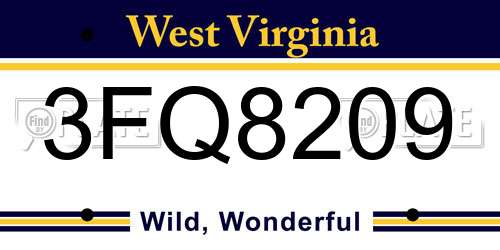 3FQ8209 West Virginia License Plate