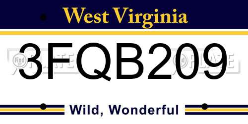 3FQB209 West Virginia License Plate