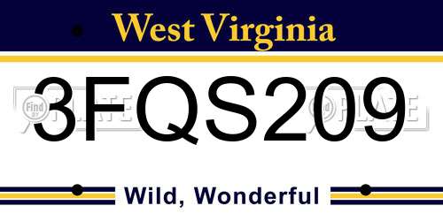 3FQS209 West Virginia License Plate