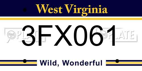 3FX061 West Virginia License Plate