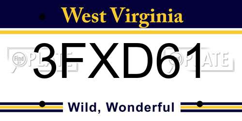 3FXD61 West Virginia License Plate